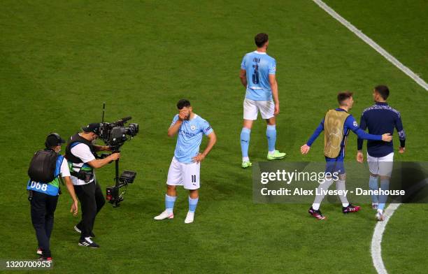 Sergio Aguero of Manchester City reacts at full time during the UEFA Champions League Final between Manchester City and Chelsea FC at Estadio do...