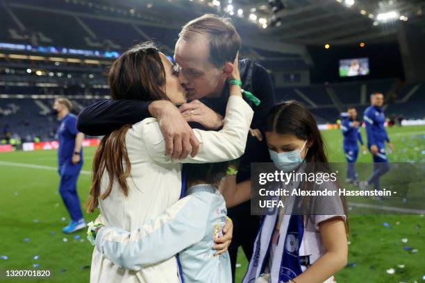 Thomas Tuchel, Manager of Chelsea celebrates victory with wife, Sissi Tuchel following the UEFA Champions League Final between Manchester City and...