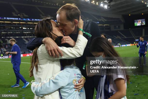 Thomas Tuchel, Manager of Chelsea celebrates victory with wife, Sissi Tuchel following the UEFA Champions League Final between Manchester City and...