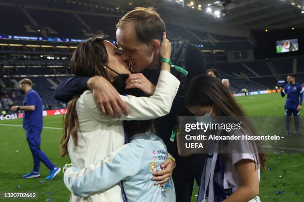 Thomas Tuchel, Manager of Chelsea celebrates victory with wife, Sissi Tuchel following the UEFA Champions League Final between Manchester City and...