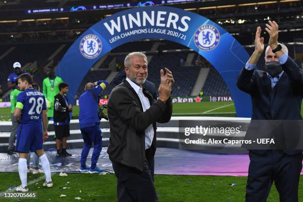 Chelsea FC owner, Roman Abramovich celebrates winning the Champions League following the UEFA Champions League Final between Manchester City and...