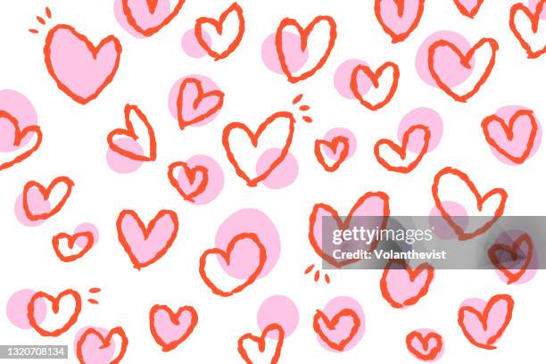 love red heart illustration pattern on white - liebe-auf-den-ersten-blick stock-fotos und bilder