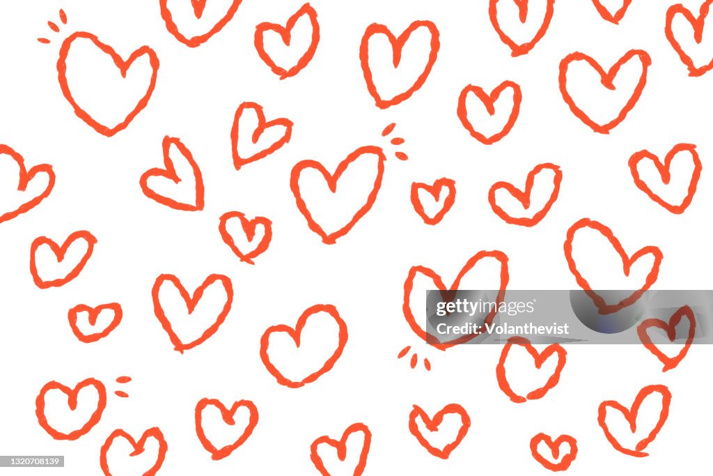 Love red heart illustration pattern on white