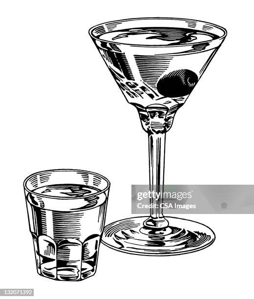 stockillustraties, clipart, cartoons en iconen met martini and shot - martini glass