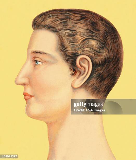 profile of man - hair close up stock illustrations