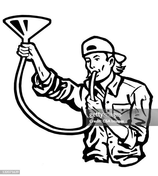 man doing a beer bong - bong stock illustrations