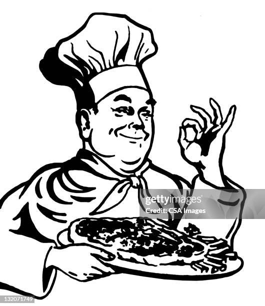 pizza chef gesturing - pizza stock illustrations