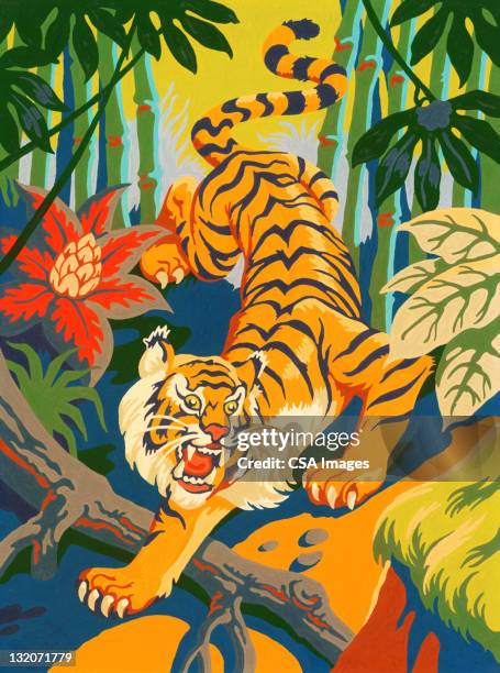 タイガー slinking ジャングルを - 咆哮する点のイラスト素材／クリップアート素材／マンガ素材／アイコン素材