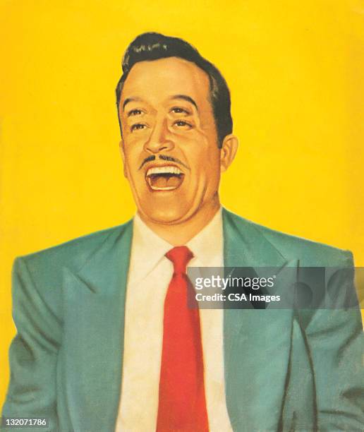 stockillustraties, clipart, cartoons en iconen met man with four eyes laughing - zakenman