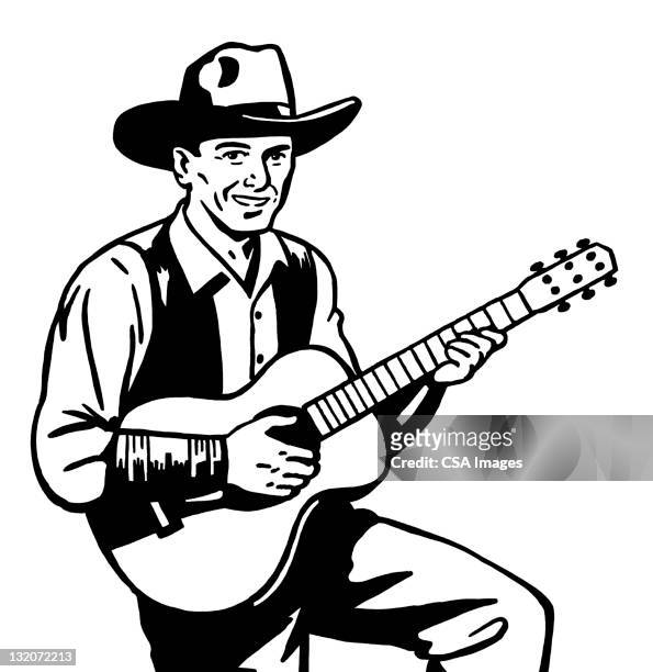 ilustrações de stock, clip art, desenhos animados e ícones de cantar cowboy - só um homem de idade mediana