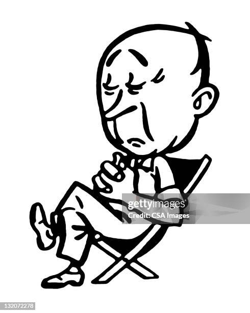 mann sitzt auf einem stuhl - napping stock-grafiken, -clipart, -cartoons und -symbole