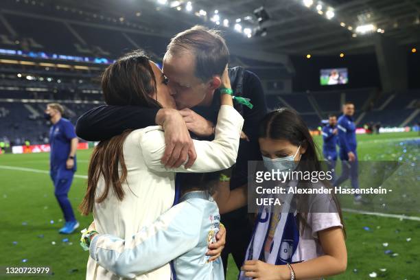 Thomas Tuchel, Manager of Chelsea celebrates victory with wife, Sissi Tuchel following the UEFA Champions League Final between Manchester City and...