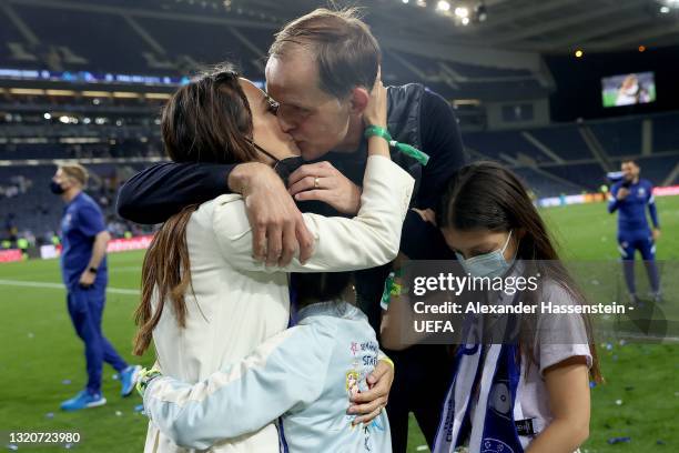 Thomas Tuchel, Manager of Chelsea celebrates victory with wife, Sissi Tuchel following the UEFA Champions League Final between Manchester City and...