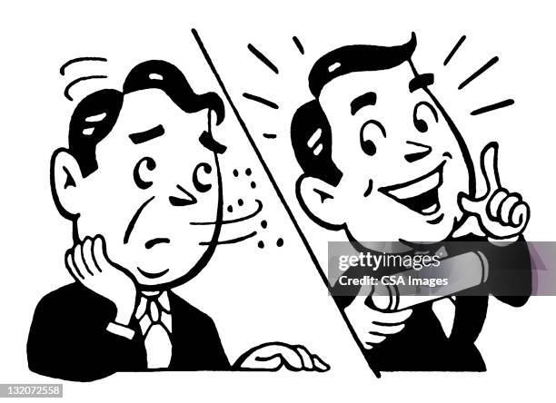 worried man/happy man - unhappy salesman stock illustrations