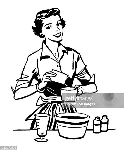 woman cooking - gender stereotypes stock illustrations