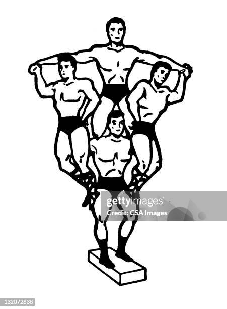 ilustrações de stock, clip art, desenhos animados e ícones de acrobata pirâmide - ginástica
