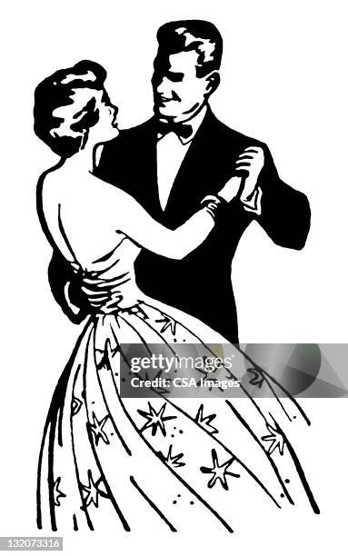 man and woman dancing - short wedding dress stock illustrations