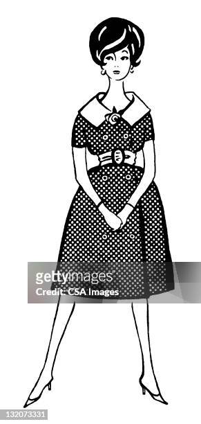 woman wearing dress - legs spread woman stock illustrations