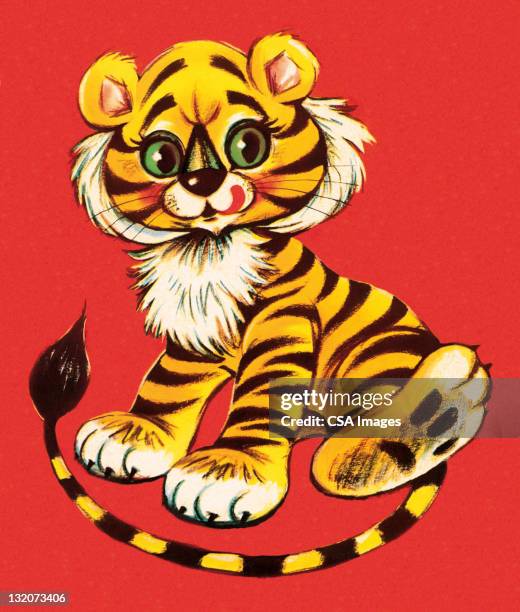 cute young tiger - cute tiger cub stock illustrations