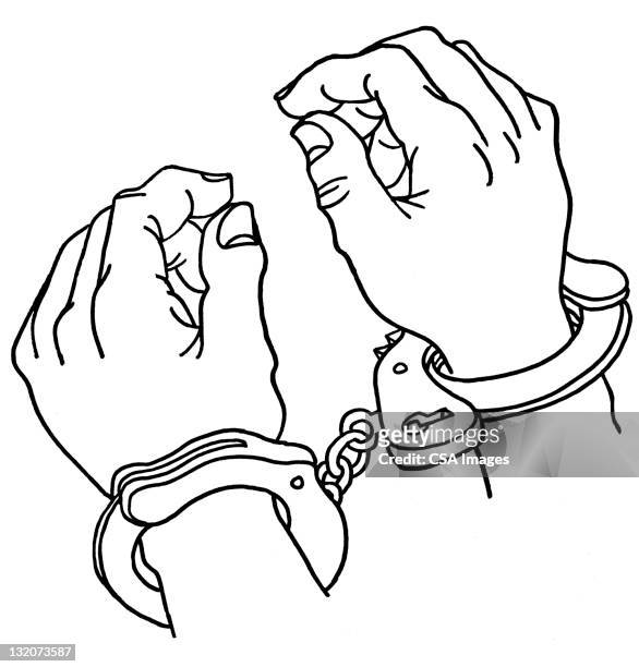 stockillustraties, clipart, cartoons en iconen met close up of handcuffs - handcuffs