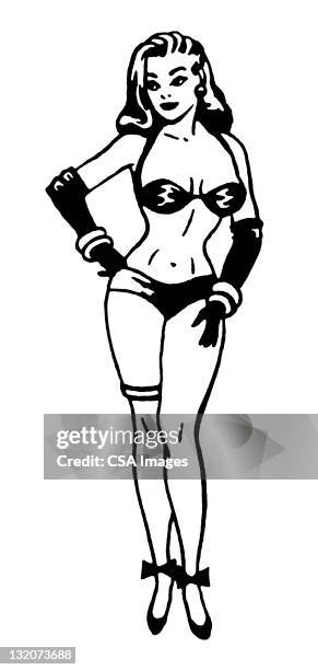 exotic dancer - glamour model stock illustrations