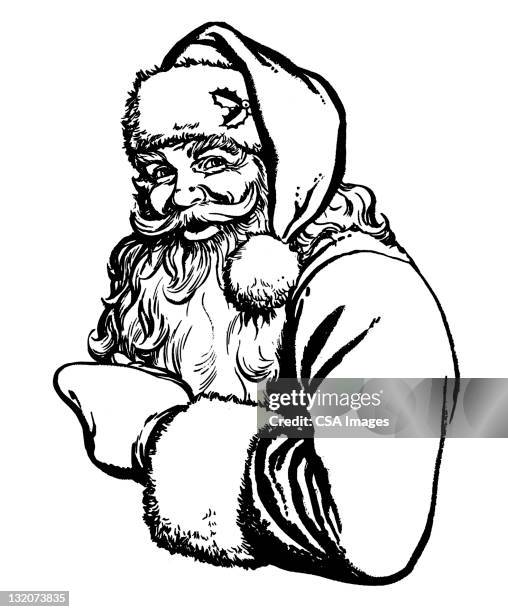 pointing santa - santa hat and beard stock illustrations