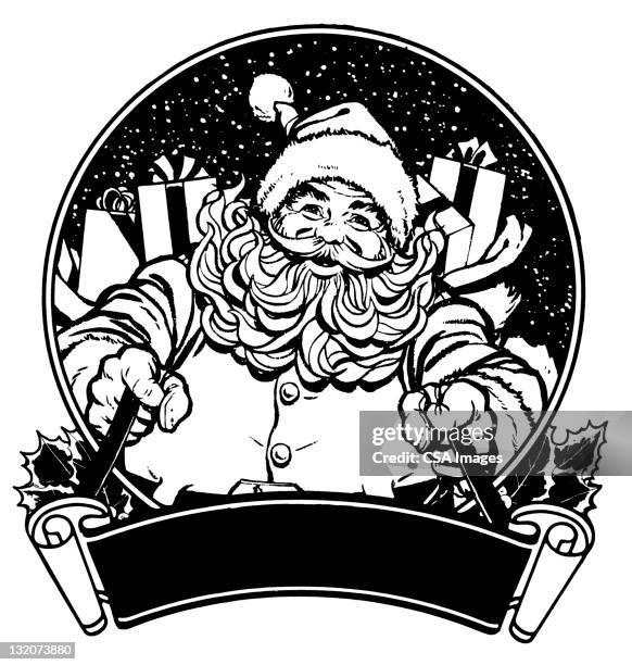 santa and blank scroll - santa hat and beard stock illustrations