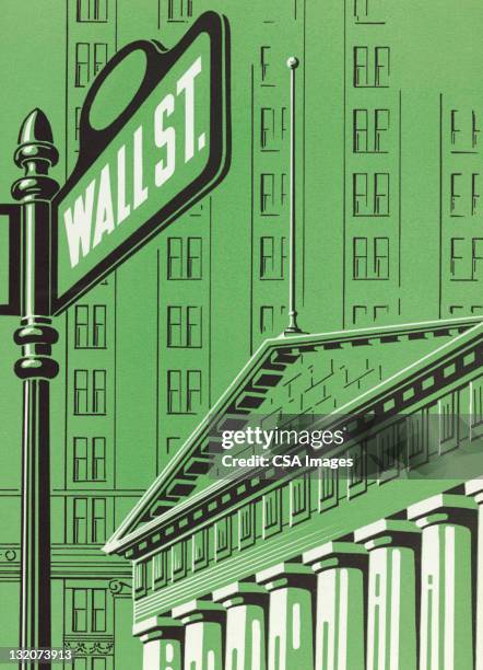 wall street - wall street lower manhattan stock-grafiken, -clipart, -cartoons und -symbole