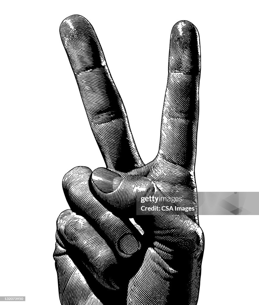 Hand With Two Fingers Raised