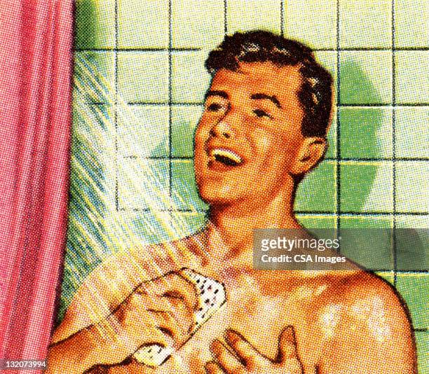 man singing in the shower - only men 幅插畫檔、美工圖案、卡通及圖標
