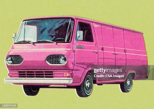 pink van - lieferwagen stock-grafiken, -clipart, -cartoons und -symbole