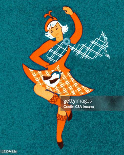 girl highland dancing - kult stock illustrations