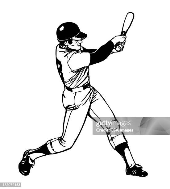 illustrations, cliparts, dessins animés et icônes de frapper de joueur de baseball - frapper avec une batte