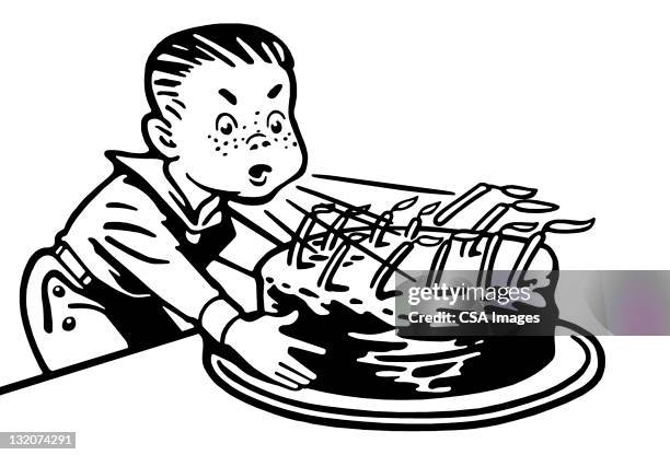 boy blasen kerzen auf geburtstag - sommersprosse stock-grafiken, -clipart, -cartoons und -symbole