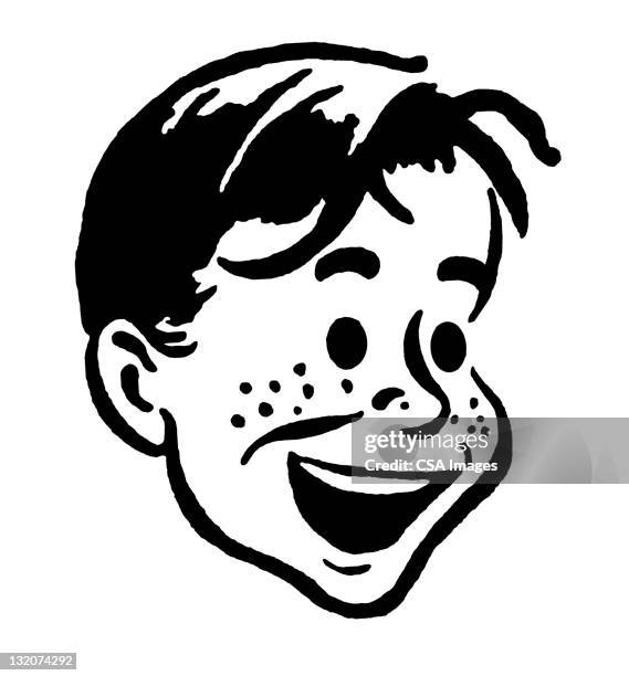 smiling boy with freckles - boy face happy stock illustrations