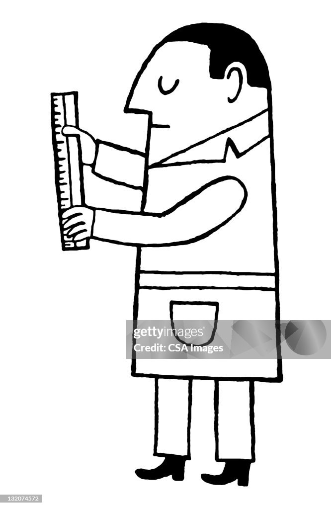 Man Holding Ruler High-Res Vector Graphic - Getty Images