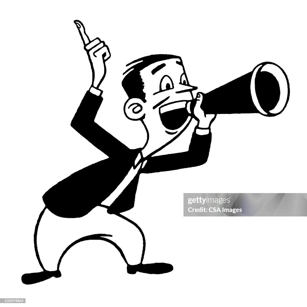 Man Using Megaphone