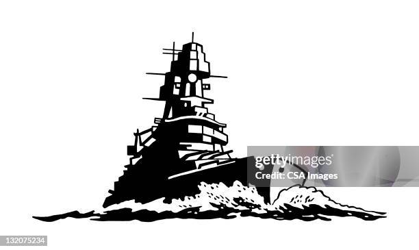 stockillustraties, clipart, cartoons en iconen met battleship - battle ship