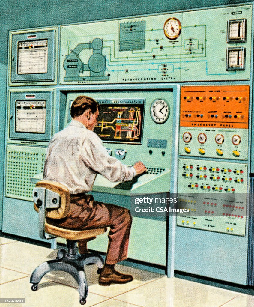 Man at Old Computer
