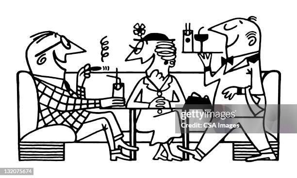 couple at tavern/bar - restaurant happy couple stock illustrations