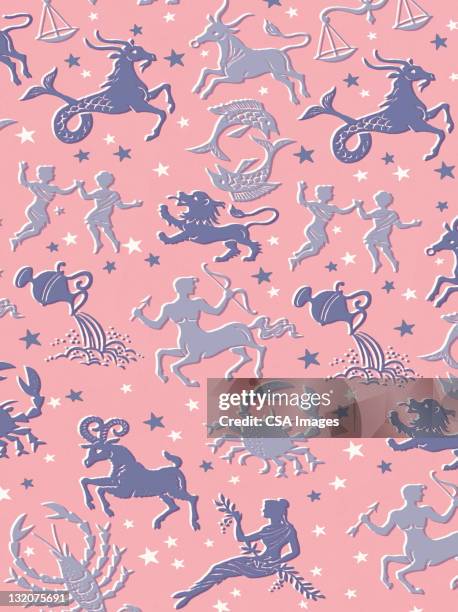 stockillustraties, clipart, cartoons en iconen met astrology pattern - astrologisch teken