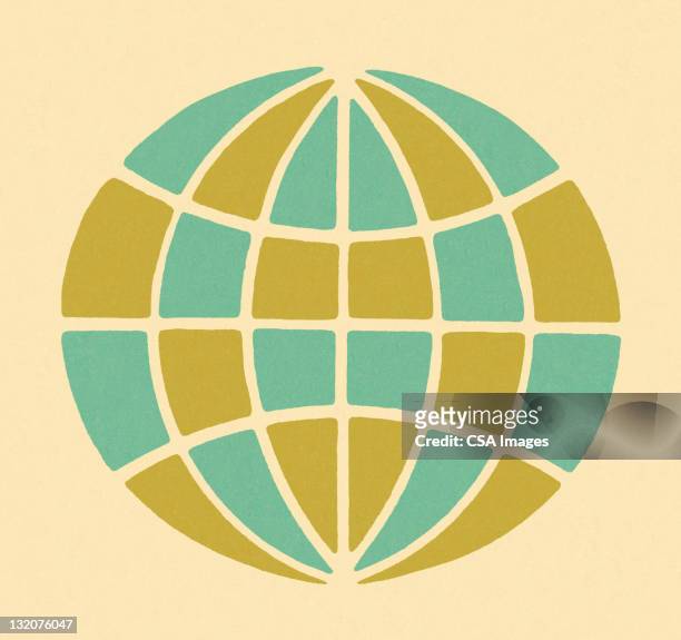 two colored globe - globe navigational equipment stock illustrations