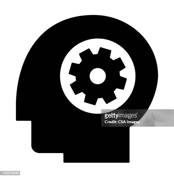 man with machine brain - education stock illustrations