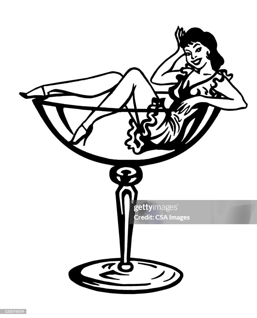 Woman Inside Cocktail Glass