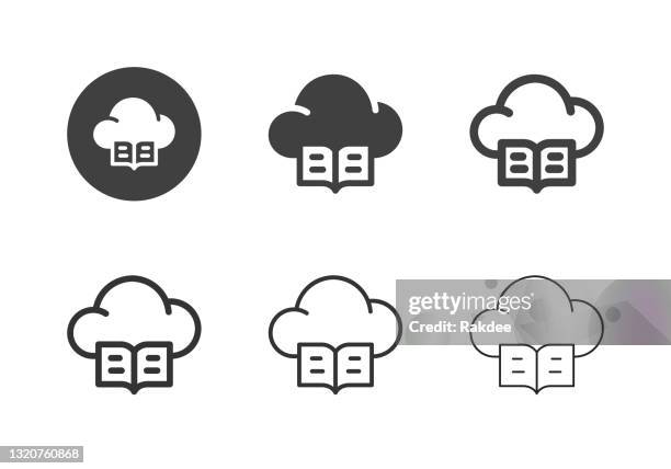 cloud library icons - multi series - cybersecurity training stock illustrations