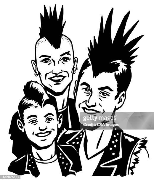 punk rock family - punk person stock illustrations