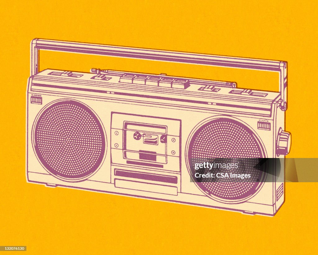 Boombox on Yellow Background