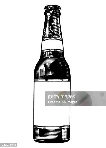 beverage bottle with blank label - beer bottle stock illustrations