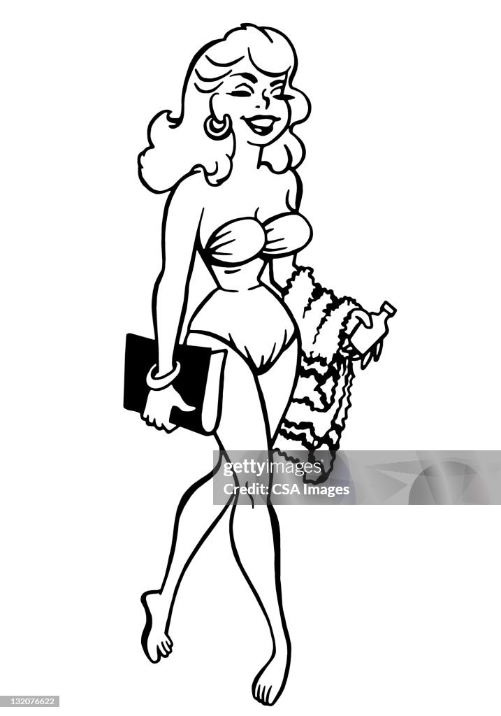 Mulher vestindo um biquíni Andar