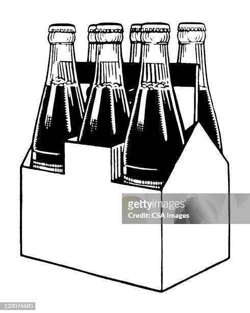 six-pack von soda - bottle illustration vintage stock-grafiken, -clipart, -cartoons und -symbole